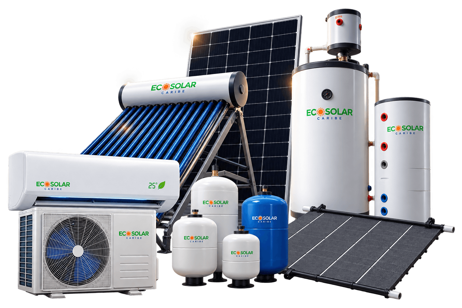 Soluciones Ecosolar Caribe: panel, calentadores, aire acondicionado y colectores